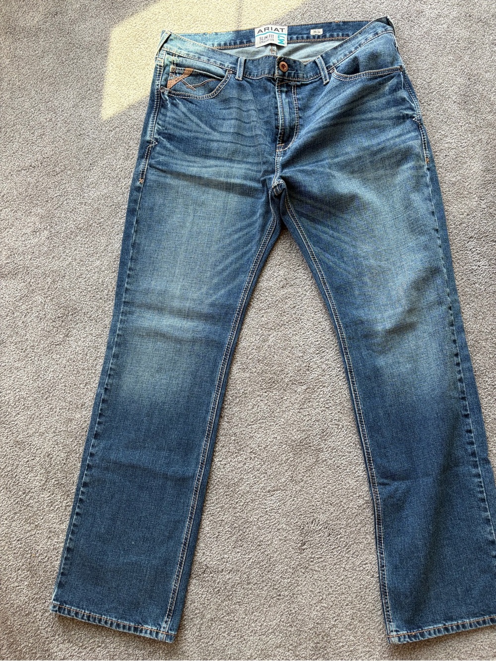 Ariat M7 Men's Slim Fit Straight Leg Denim Jeans LIKE NEW Blue Wash Size 38x34 - Picture 3 of 6